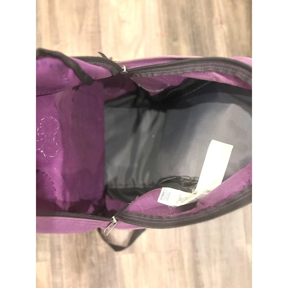 Vintage Y2K JanSport SuperBreak Purple Canvas Backpack Custom Patchwork
